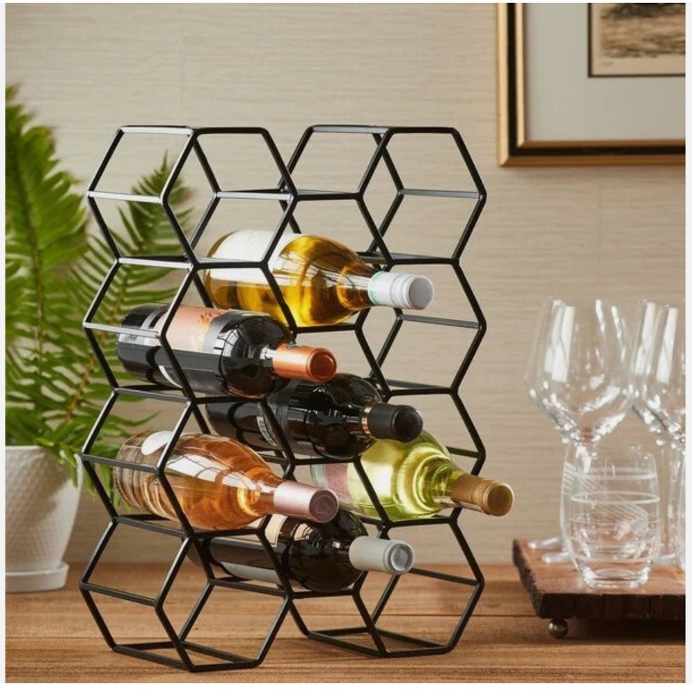Evergreen 11 Bottle Wine Rack in Black Finish